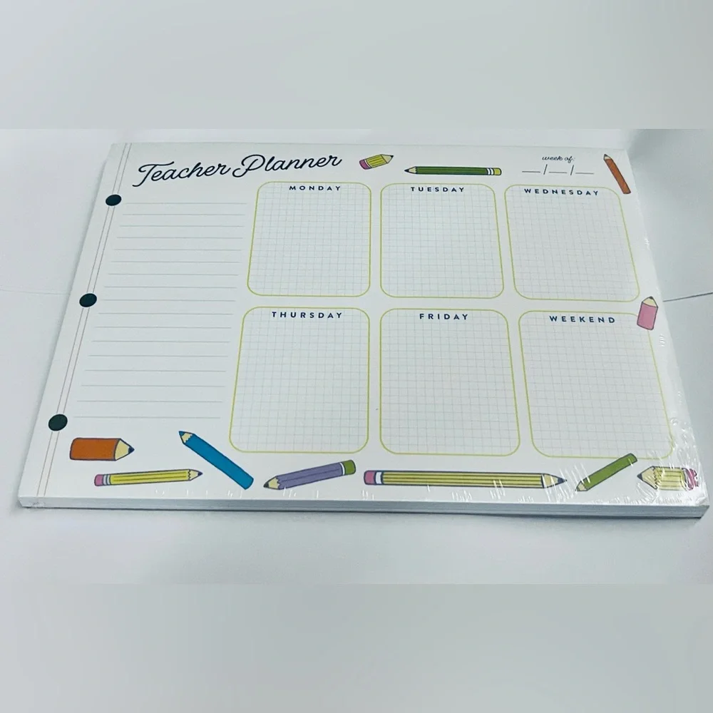 New Teacher Planner Scheduler Days of the Week Weekend Pencil Design Elum Design